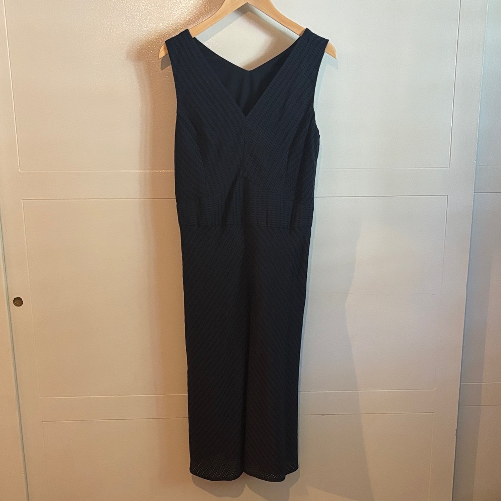 Banana Republic Factory Textured Navy Blue Midi Dress